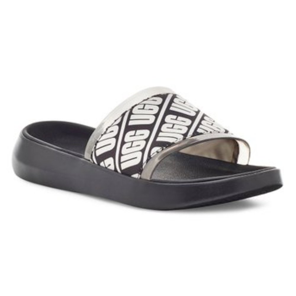 Ugg Slides - Black & White Ruette Slide - Women Size 6 NIB